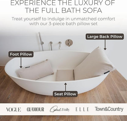 BADESOFA® Luxury Bath Pillows for Tub Full Body Set - 3-Piece Bath Pillow Set with Premium Materials & CleanDry+ - Bathtub Pillows for Head and Neck Support - Tub Pillow for Bathtub in Blue