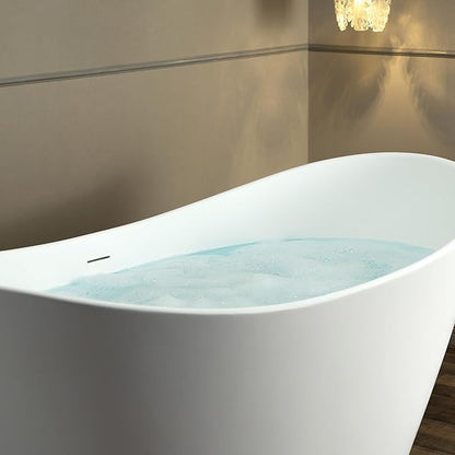 WOODBRIDGE 67 in. x 31.5 in. Stone Resin Luxury Contemporary Solid Surface Freestanding Bathtub in Matte White