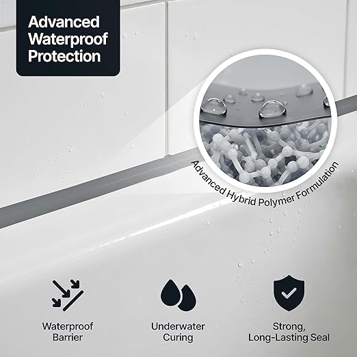 Anthracite Grey Kitchen Bathroom Hybrid Polymer Sealant Adhesive 13.1oz All in One Waterproof Weatherproof Joint Paintable Indoor Outdoor Bath Shower Sink Window Board Door RV Roof Wood - 1 Pack