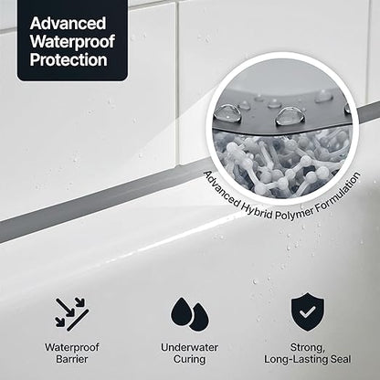 Anthracite Grey Kitchen Bathroom Hybrid Polymer Sealant Adhesive 13.1oz All in One Waterproof Weatherproof Joint Paintable Indoor Outdoor Bath Shower Sink Window Board Door RV Roof Wood - 1 Pack