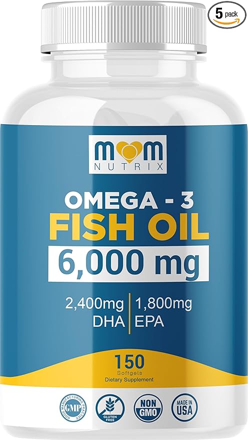 Omega 3 Fish Oil with Maximum EPA DHA - Supports Brain, Liver, Heart & Immunity - Made in The USA - 150 Softgels