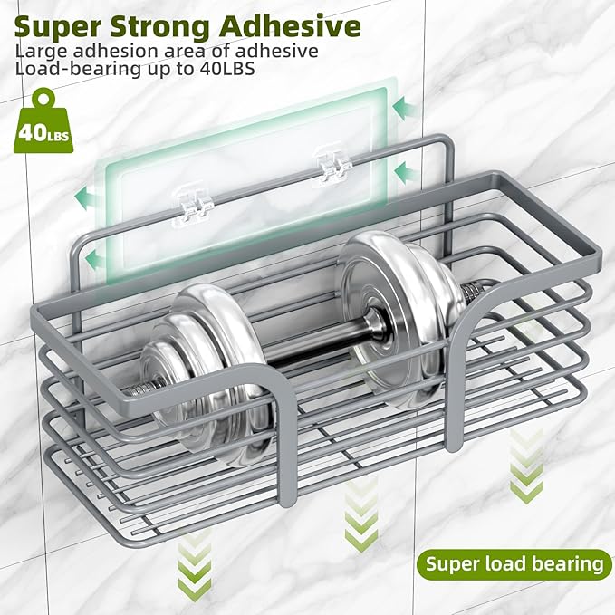 Yougai Shower Caddy 3 Pack, Adhesive Shower Shelf Organizer Rack, Rustproof Stainless Steel Bathroom Organizers and Storage, Large Capacity Wall Mounted No Drilling Bathroom Accessories