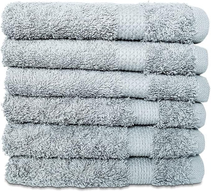 Hencely Premium 6-Pack Washcloths 12x12 Inches Soft Turkish Cotton High Absorbent and Quick Dry Dishtowel for Kitchen and Bath (Wash Cloth 6 Pack, Water Green)