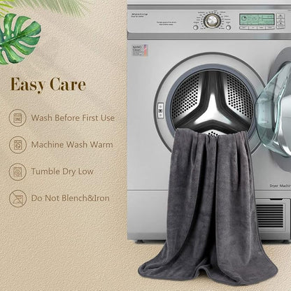 Orighty Bath Towels Pack of 4(27’’ x 54’’) - Soft Feel Bath Towel Sets, Highly Absorbent Microfiber Towels for Body, Quick Drying, Microfiber Towel for Sport, Yoga, SPA, Fitness - Grey