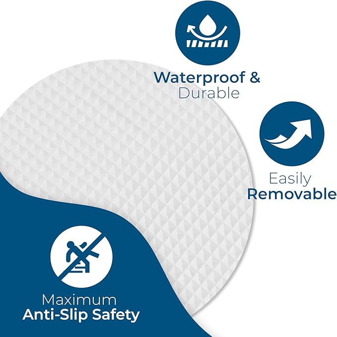 Anti-Slip Shower Stickers - Help Reduce Slipping in Bathtub & Shower, Clear Non-Slip Bath Strips, Strong Adhesive Bathtub Appliques Suitable for Homes with Kids, Adults & Seniors - 24 Pcs - Homergy