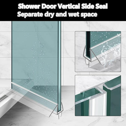 Shower Door Bottom&Side Seal Set 3PCS, 78" (1981mm) Length H-Type PVC Strip for 1/4" (6mm) Thick Frameless Glass Door, to Stop Water Leaks