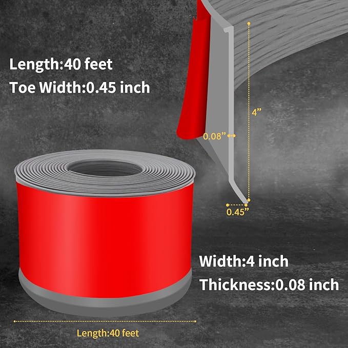 Flexible Baseboard Molding Trim 4 Inch Self-Adhesive Vinyl Wall Base Peel and Stick Cove Base Rubber Wall Baseboard Moulding Trim (40Ft, Light Gray Wood Grain)