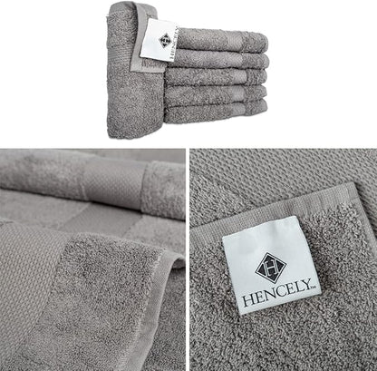 Hencely Premium 6-Pack Washcloths 12x12 Inches Soft Turkish Cotton High Absorbent and Quick Dry Dishtowel for Kitchen and Bath (Wash Cloth 6 Pack, Gray)