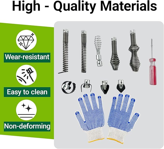 10PCS Drain Auger Cutter Set, Drain Snake Attachments Kit Drain Cleaning Attachment Compatible with K-400 C-4 C-6 C-7 C-8 and C-9 Models, Fit for 5/8" Port Heavy-Duty Cables Includes Cutting Tools