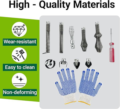 10PCS Drain Auger Cutter Set, Drain Snake Attachments Kit Drain Cleaning Attachment Compatible with K-400 C-4 C-6 C-7 C-8 and C-9 Models, Fit for 5/8" Port Heavy-Duty Cables Includes Cutting Tools