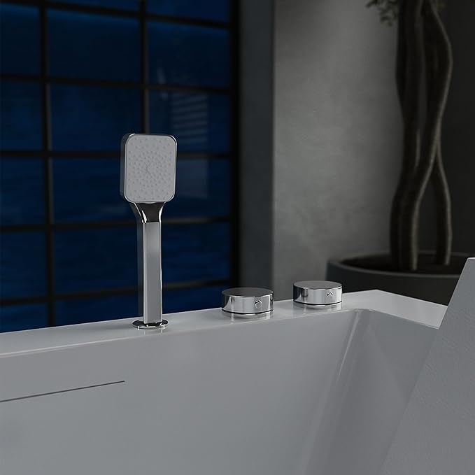 Empava PRO Series Whirlpool Tub with Dedicated Milk Bath & 65 Jets | Luxury Spa Acrylic Soaking Tub with Ozone Sanitization, Chromatherapy & Wireless Music System, Removable Panel, 71" Bathtub, White
