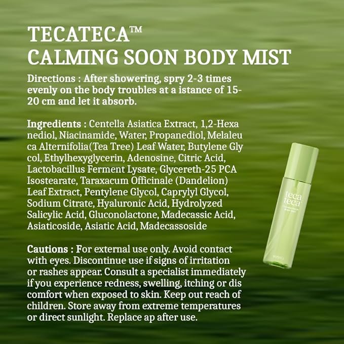 MD'S PICK Body Acne Spray, 360 Degrees Teca Teca Calming Soon Body Mist-Vegan,Fragrance Free, Body & Back Acne Treatment Mist (5.07 fl.oz)