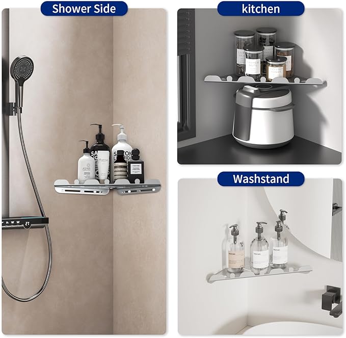 2 Pack Corner Shower Shelf, 10" 304 Stainless Steel Modern Corner Shower Shelf for Inside Shower, Heavy Duty Shower Caddy Organizer with Razor Hole, Drilling Installation (Brushed Nickel, 10")