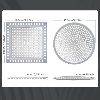 Makerfire 2PCS Shower Drain Hair Catcher, 4.72'', Flat Shower Drain Cover/Filter, Bathroom/Kitchen Sink Drain Strainer, Stainless Steel and Silicone