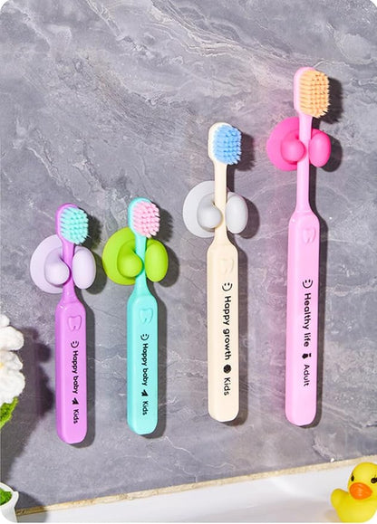 Wall Mounted Toothbrush Holder with Suction Cup, 10PCS Colorful Bathroom Organizer Storage Rack for Kids, 30mm x 27mm(Random Color)