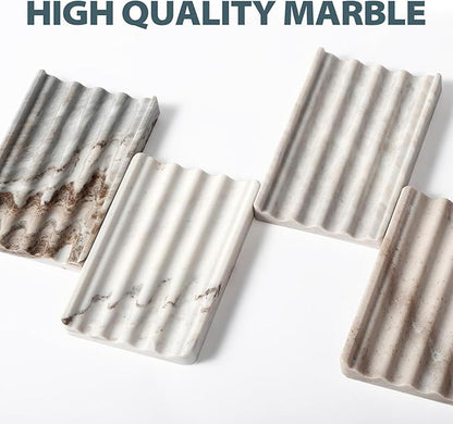 Marble Soap Holder, Soap Dish for Shower, Bathroom, Kitchen, Multi-Function Soap Saver, Soap Saver with Water Ripple Design, Soap Tray for Bar Soap(Palissandro Classico)