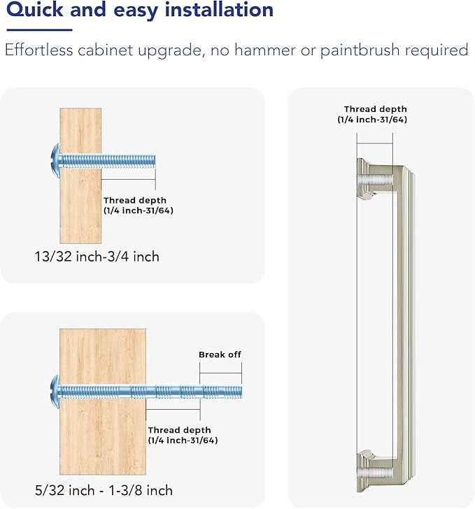 Ravinte Hardware 30 Pack Brushed Nickel Cabinet Pulls, 5 Inch (128mm) Hole Center Zinc Alloy Drawer Handles for Kitchen Cabinets, Cupboards, Dressers, Square Solid Metal Hardware
