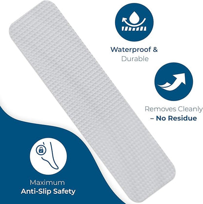 Anti-Slip Shower Stickers - Help Reduce Slipping in Bathtub & Shower, Clear Non-Slip Bath Strips, Strong Adhesive Bathtub Appliques Suitable for Homes with Kids, Adults & Seniors - 24 Pcs - Homergy