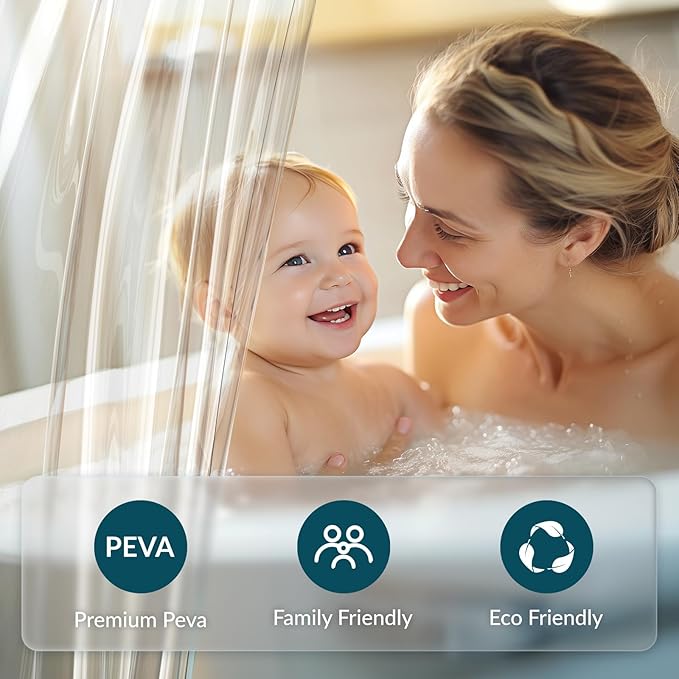 Titanker Plastic Shower Curtain Liner, Clear Shower Liner PEVA 72x75 Lightweight Waterproof Shower Curtains for Bathroom with Magnets and Rustproof Grommets