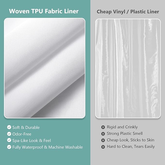 VANZAVANZU Hookless Shower Curtain with Mesh Top and Snap in Waterproof Liner, Waffle Weave, Weighted Magnets Hem, Machine Washable, 72 x 75 Inches – (Blue)
