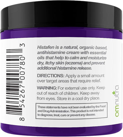 Histafen Antihistamine Itch Calming Cream - 4oz Anti Itch Cream Extra Strength Intensive Healing Lotion Exema Creams for Adults & Kids with Low Diamine Oxidase Dao Enzyme Mast Cell Activating Syndrome