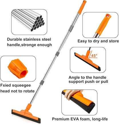 ITTAR Heavy-Duty Floor Squeegee, 62" Adjustable Handle, EVA Foam Blade, Ideal for Concrete, Garage, Patio & More