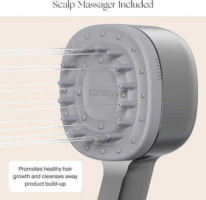 Canopy Handheld Filtered Shower Head & Scalp Massager - High Pressure Shower Head Filter for Hard Water - Shower Filter To Reduce Impurities for Healthier Scalp, Skin & Hair - Hair Growth - Nickel