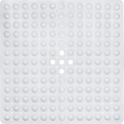 ENKOSI Non-Slip Square Shower Mat 21 x 21 inch – Anti-Slip PVC Bath Mat for Inside Shower Stalls – Durable Shower Floor Mat with Suction Cups and Drain Holes (21x21 White)