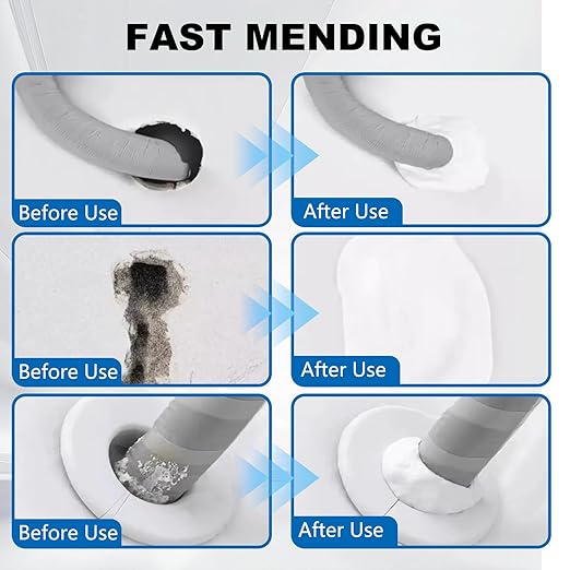 6 Pcs Waterproof Sealant Mastic, 2025 Upgrade White Seal Putty Waterproof Duct Seal Repair Sealing Clay, Quick Mending Mud for Drain Connection, Wall Hole, Air Conditioning Holes