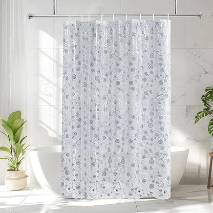 AooHome Plastic Narrow Shower Curtain Liner - EVA 3D Circle Pattern Design Bathroom Shower Curtain with Hooks, Bottom Magnets, 10G Heavy Duty, Water Repellent, Semi Transparent, 54x72 Inch