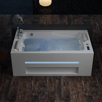 Empava PRO Series Jetted Tub, Luxury 56-Jet Whirlpool Bathtub | Ozone Sanitization, AM/FM Radio & Chromatherapy, Alcove Design, 71" Acrylic Spa Tub for Two