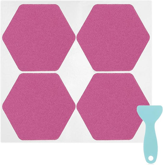 S&X 24 Pcs Non Slip Bathtub Stickers (Large 4.7" Hexagon), Oversized Anti Slip Shower Treads with Scraper, High Traction Grit Safety Bath Decals for Tub Floor, Stairs - Waterproof & Durable(Purple)