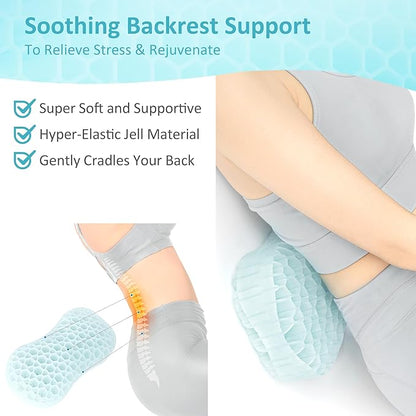 Sunlit Bath Jello Mini Gel Bath Pillows, Lumbar Pillow for Bathtub, Back Support Pillow, Gel Pillow with Non-Slip Suction Cups for Lumbar, Back Rest Support, Ice Blue