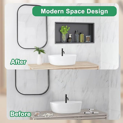 SaniteModar Shower Niche, Stainless Steel Shower Niche 12" X 24" No Tile Needed, Recessed for Bathroom Storage, Gray (Gray, 12x24)