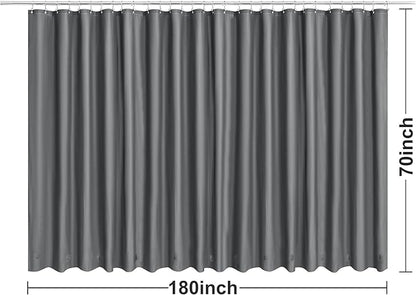Clawfoot Tub Shower Curtain with 12 Magnets - 36 Metal Hooks Included, 180" W x 70" H Wrap Around, Waterproof PEVA Shower Liner for Bathroom, PVC Free, Metal Grommets - Dark Gray, 180x70