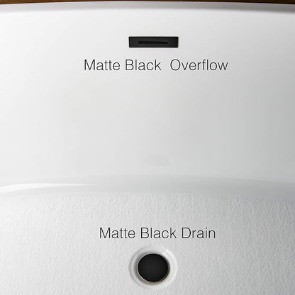 WOODBRIDGE BTA1514-MB-Drain &O+ Pillow Bathtub, Black