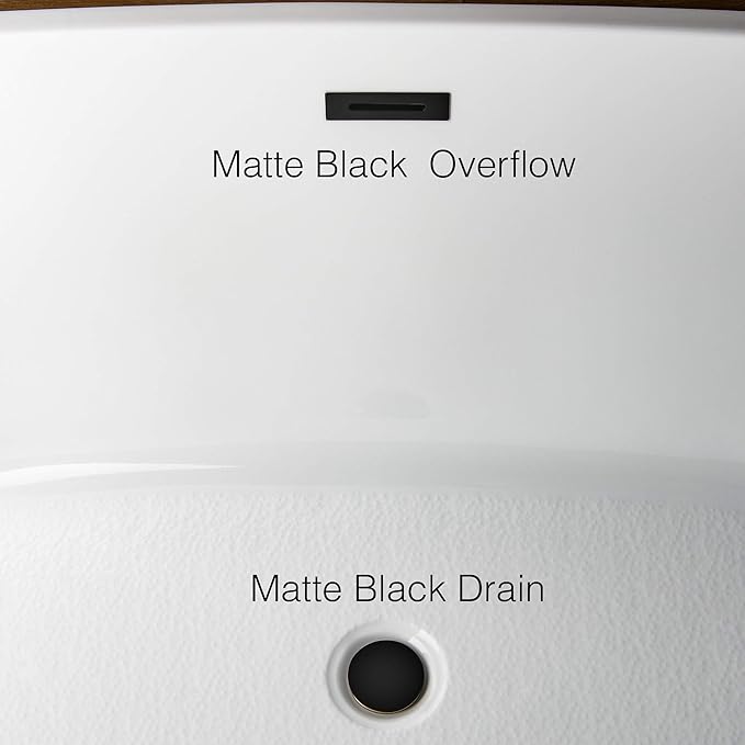 WOODBRIDGE 59" Acrylic Freestanding Bathtub Contemporary Soaking Tub, Black Acrylic(Matte Black Drain/Overflow),BTA1816-MB