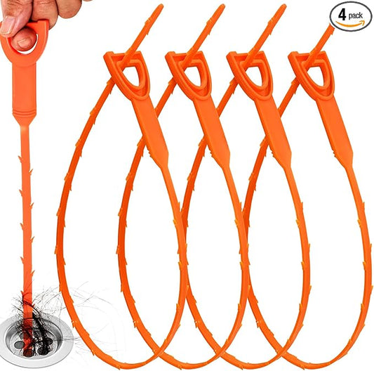 Drain Snake Drain Clog Remover Tool 4 Pack 20 Inch Flexible Hair Removal for Sink Shower Tub and Toilet with Grip Handle Easy Use Kitchen Bathroom Pipe Cleaner- AsonTao