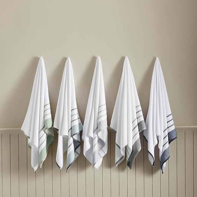 Great Bay Home Decorative Bath Towel Set - Luxury Cotton 4 Pack 54x27 Bath Towel Set - Luxurious, Ultra-Soft, Durable Towels for Bathroom Decor (Desert Sage Green/Moss Green)