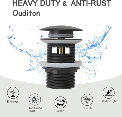 Tub Stopper Bathtub Drain, Brass Pop-up Freestanding Bathtub Drain Stopper, Fits Most Freestanding Tub Rough- in Kits (Black)