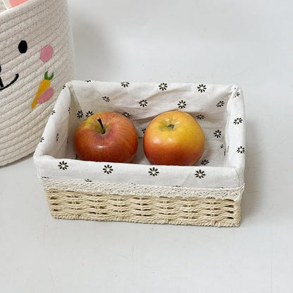 4-Pack Handmade Beige Woven Paper Rope Storage Baskets with Inner Handles & Removable Liners, Rectangular Organizers for Drawers, Shelves & Closets, Decorative Small Storage Bins