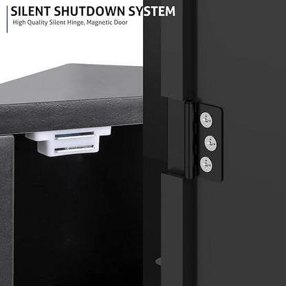 eclife 24" Bathroom Medicine Cabinet W/Mirror, Single Door Bathroom Black Wall Mount Mirror Cabinet, Hanging Triple Shelf Storage Cabinet Opens Left and Right