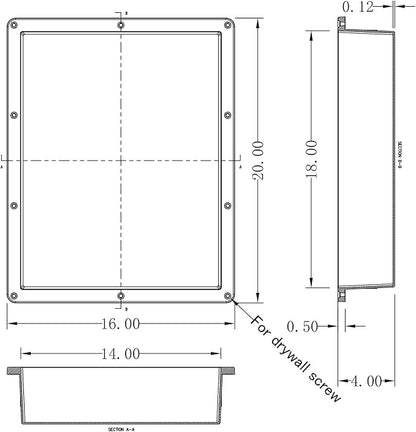 Ready For Tile Waterproof Leak Proof 16" x 20" Bathroom Recessed Shower Niche - Single Bathroom Shelf Organizer Storage For Shampoo & Toiletry Storage - Flush Mount Installation