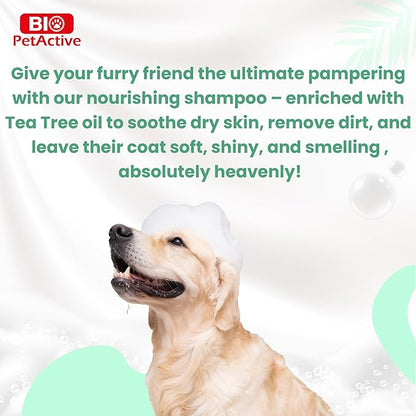 Bio PetActive Tea Tree Oil Dogs Shampoo - Natural Moisturizing & Anti Itch Dog Shampoo, pH Balanced, Paraben Free, Naturally Ingredients, 13.53 Fl oz