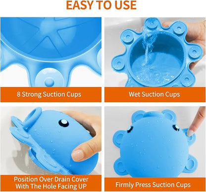 Bathtub Overflow Drain Cover - Tub Soak Bath Cover, Adds Inches of Water for Deeper Bath (Blue)