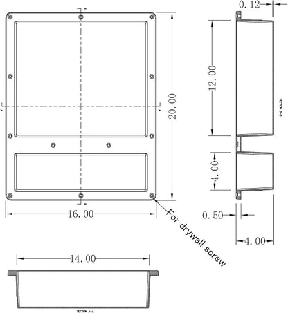 Ready for Tile Waterproof Leak Proof 16" x 20" Bathroom Recessed Shower Niche - Double Bathroom Shelf Organizer Storage for Shampoo & Toiletry Storage - Flush Mount Installation