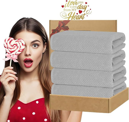 VOOVA & MOVAS Grey Bath Towels, Large 30" x 56" - 100% Cotton | Quick Dry | Light Weight | Thick | Soft | Absorbent, Bath Towels Set for Bathroom, Luxury Shower Towel, Towel Gift Set, Gray