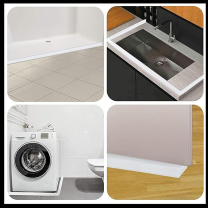 Raycity Collapsible Shower Threshold Water Dam Barrier,Shower Door and Kitchen Water Strip Dam Shower Guard for Dry And Wet Separation Caulk Seal Strip Edge Trim(98Inches/Transparent)