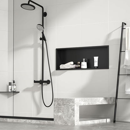 Stainless Steel Shower Niche 36" X 12" Matte Black No Tile Needed Horizontal Niche Shower Recessed Wall Niches for Bathroom Storage Over Mount Installation
