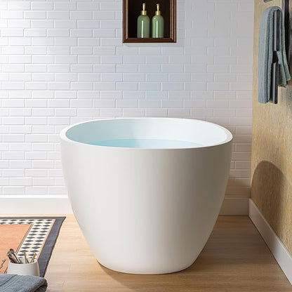 WOODBRIDGE 61 in. x 30.75 in. Stone Resin Luxury Contemporary Solid Surface Freestanding Bathtub in Matte White